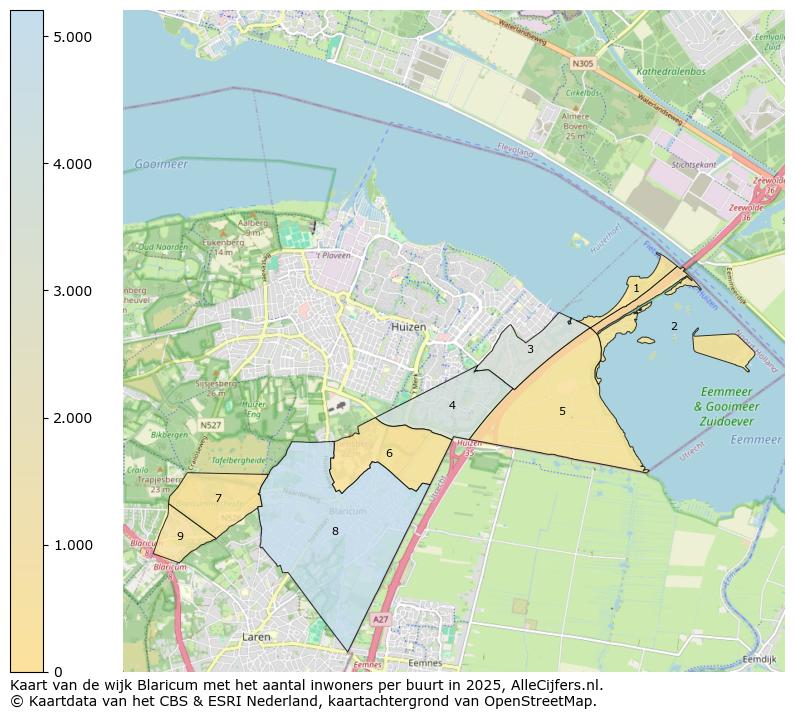 Afbeelding van de wijk Blaricum op de kaart.