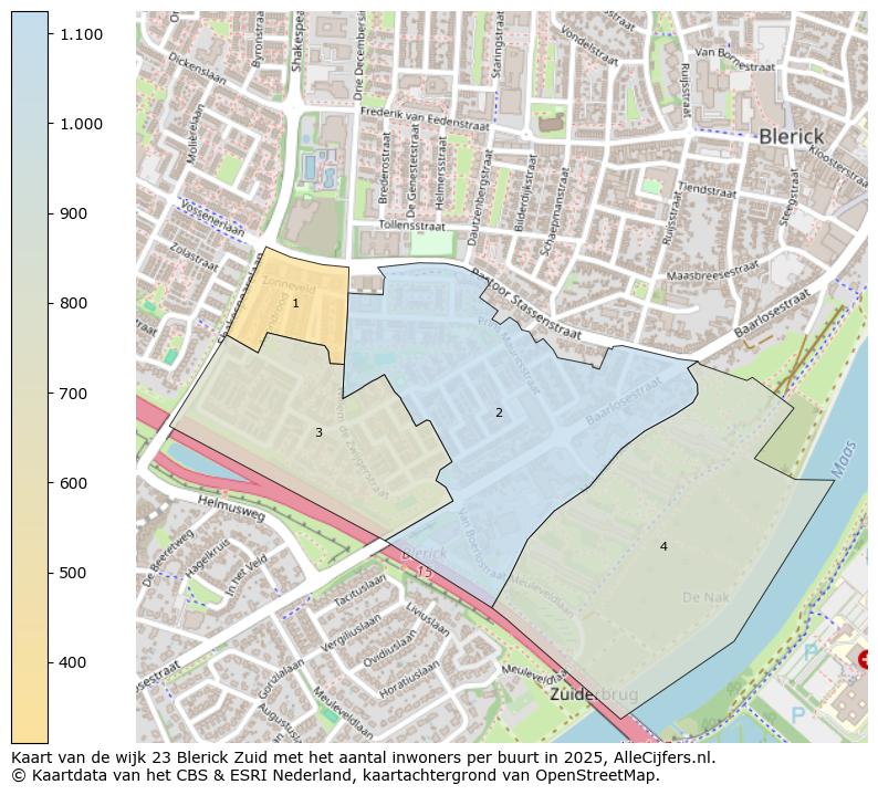 Afbeelding van de wijk Blerick-Zuid op de kaart.