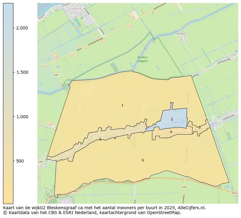 Afbeelding van de wijk Bleskensgraaf ca op de kaart.