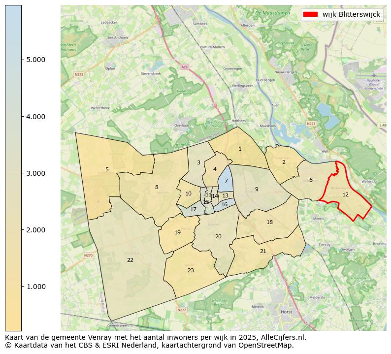 Afbeelding van de wijk Blitterswijck op de kaart.