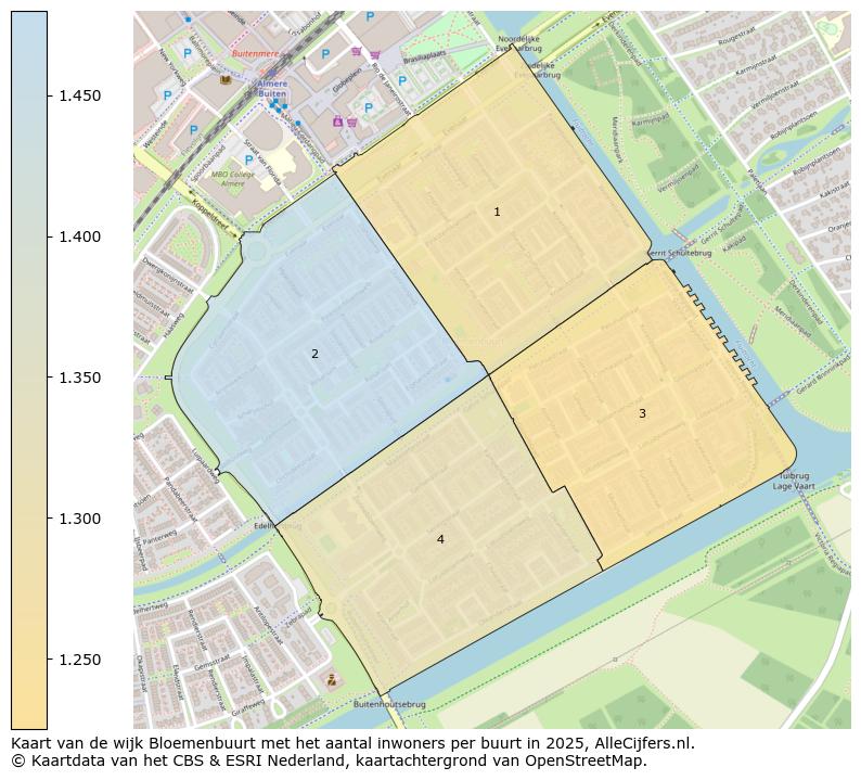 Afbeelding van de wijk Bloemenbuurt op de kaart.