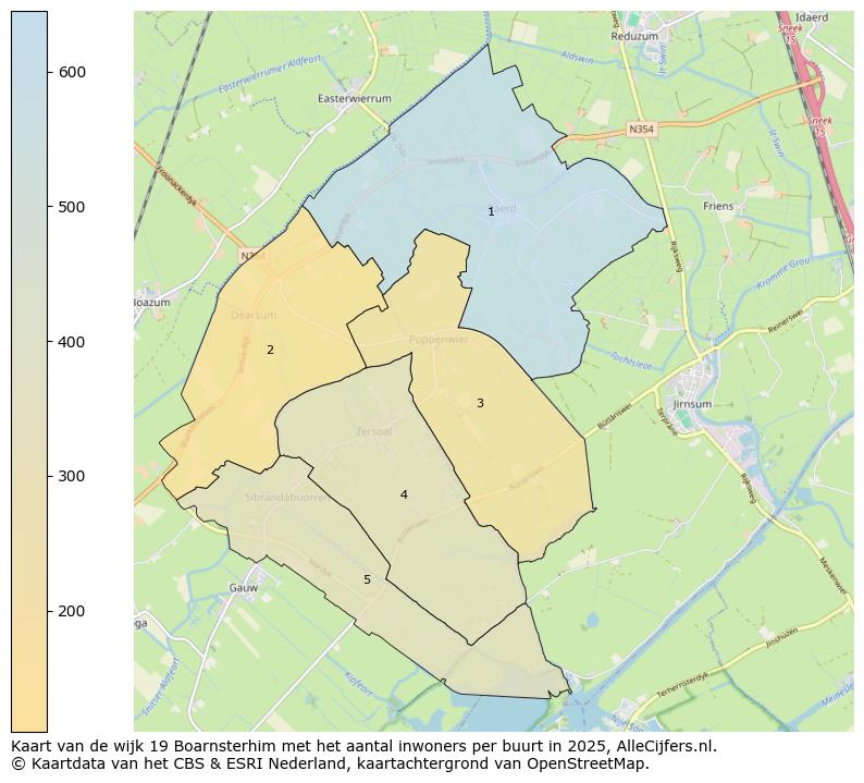 Afbeelding van de wijk Boarnsterhim op de kaart.