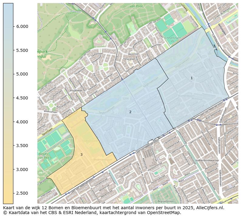 Afbeelding van de wijk Bomen- en Bloemenbuurt op de kaart.