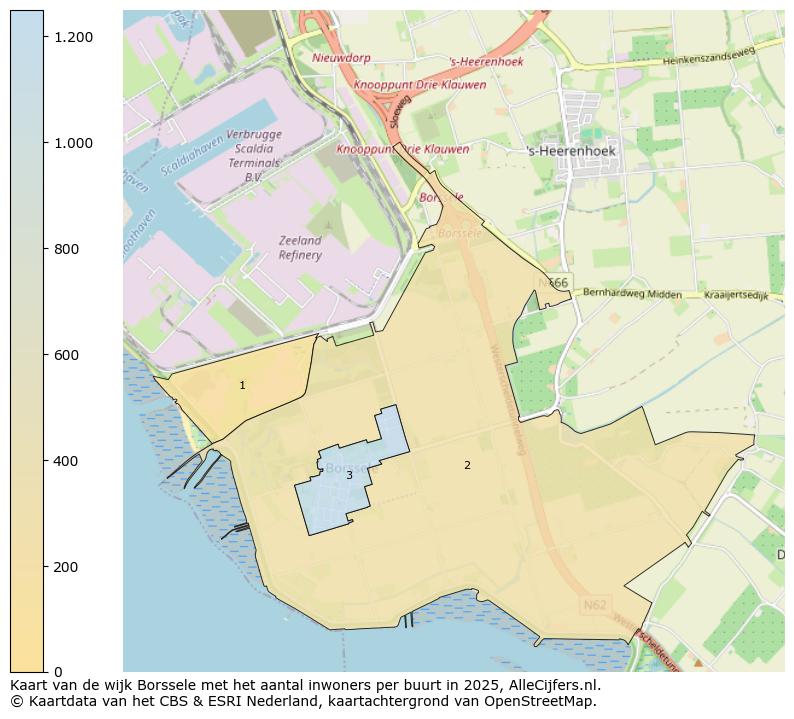 Afbeelding van de wijk Borssele op de kaart.