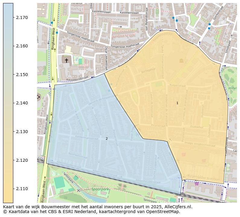 Afbeelding van de wijk Bouwmeester op de kaart.