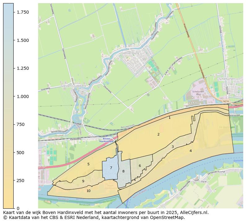 Afbeelding van de wijk Boven Hardinxveld op de kaart.