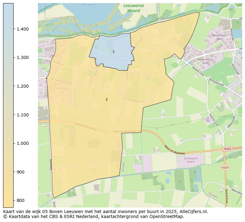 Afbeelding van de wijk Boven-Leeuwen op de kaart.