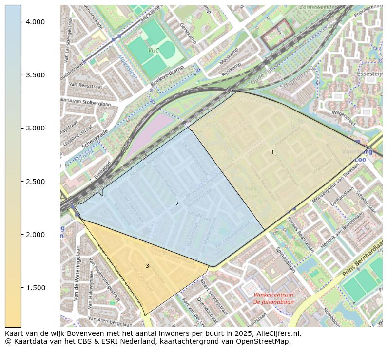 Afbeelding van de wijk Bovenveen op de kaart.