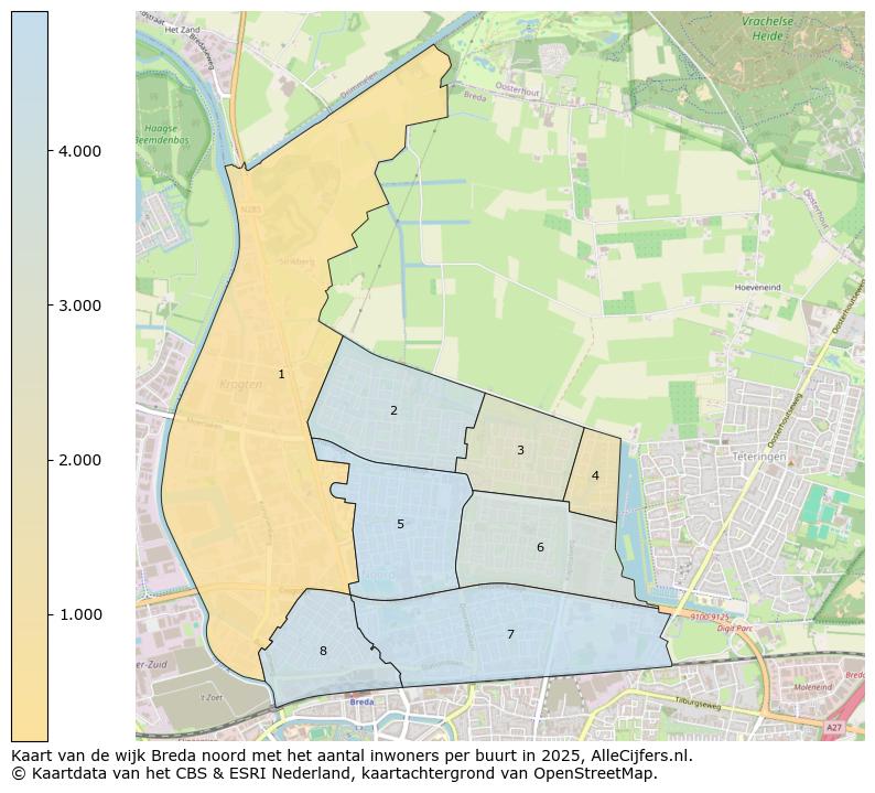 Afbeelding van de wijk Breda noord op de kaart.