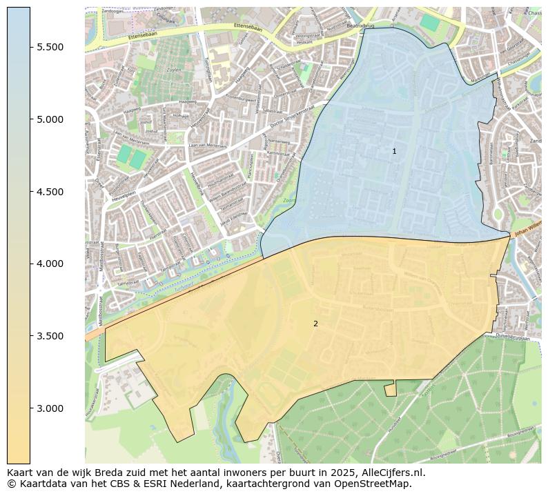 Afbeelding van de wijk Breda zuid op de kaart.