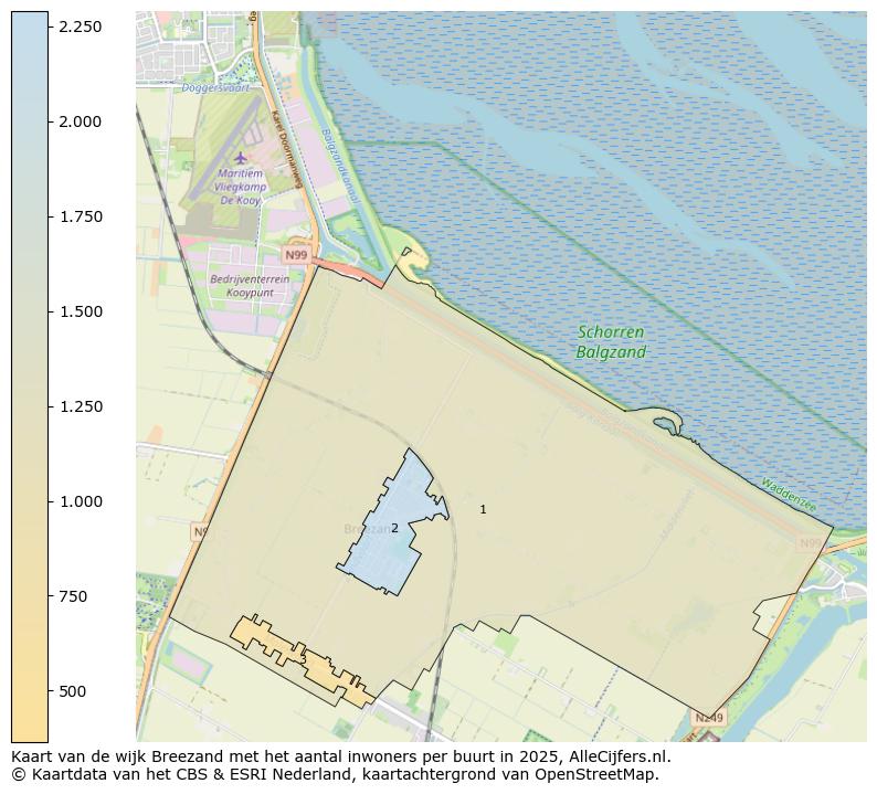 Afbeelding van de wijk Breezand op de kaart.