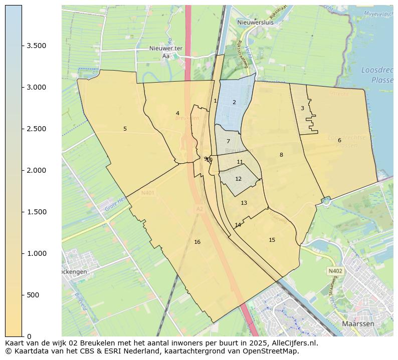 Afbeelding van de wijk Breukelen op de kaart.