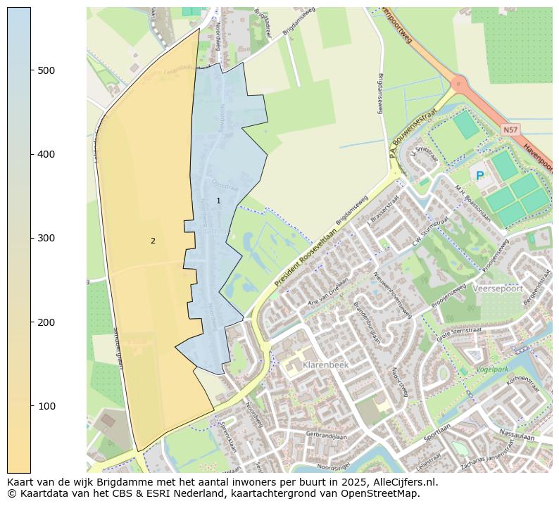 Afbeelding van de wijk Brigdamme op de kaart.