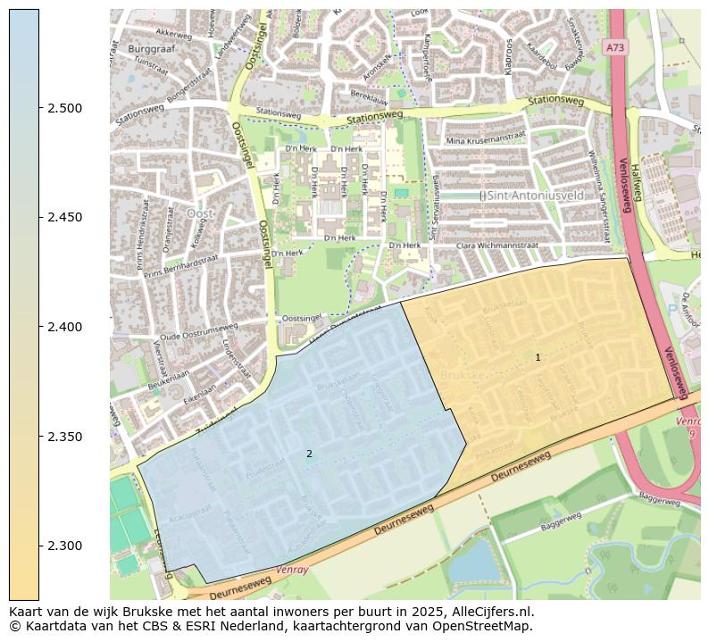 Afbeelding van de wijk Brukske op de kaart.