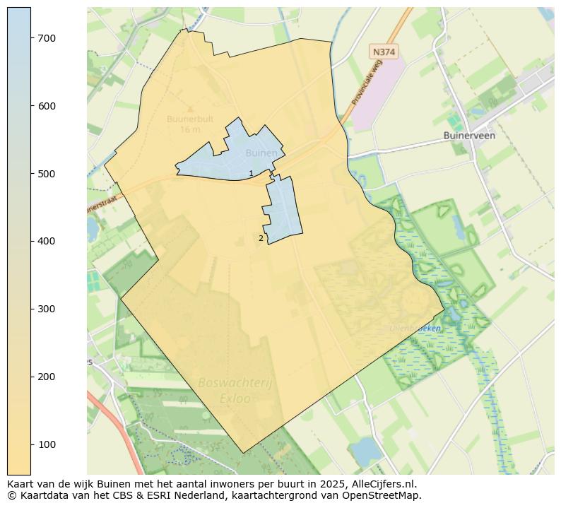 Afbeelding van de wijk Buinen op de kaart.