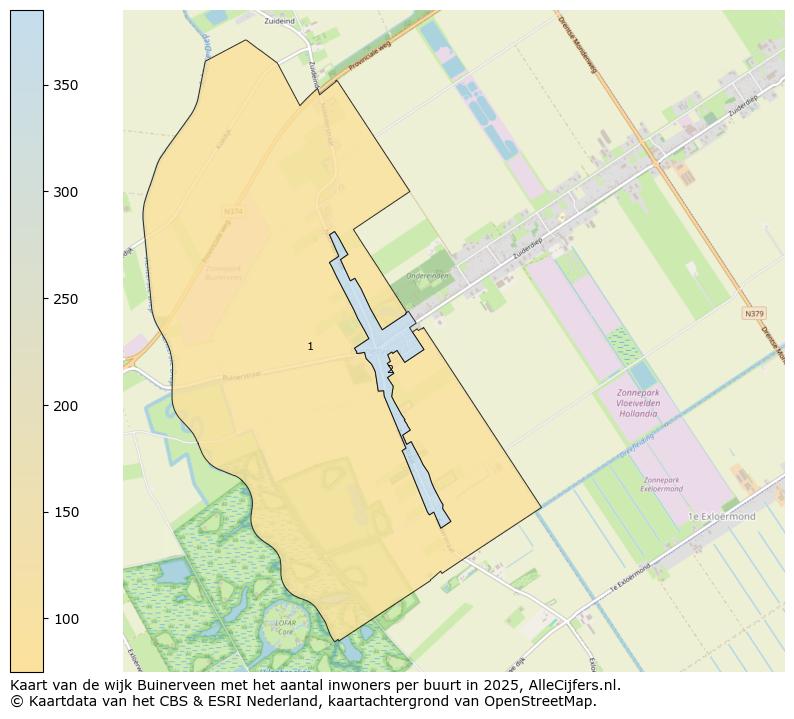 Afbeelding van de wijk Buinerveen op de kaart.
