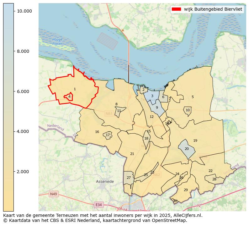 Afbeelding van de wijk Buitengebied Biervliet op de kaart.