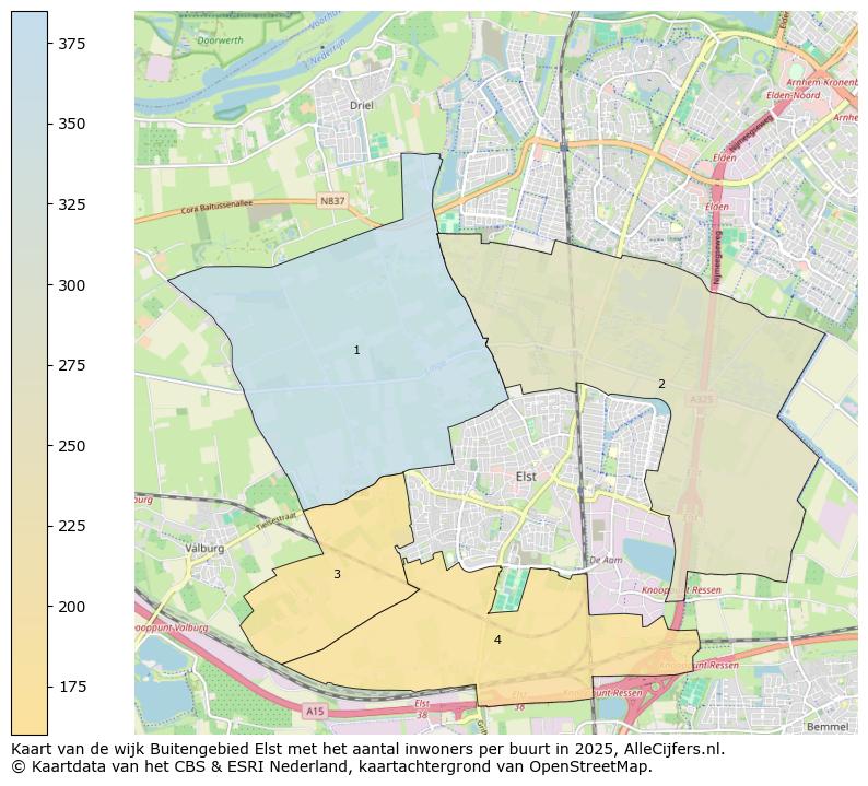 Afbeelding van de wijk Buitengebied Elst op de kaart.