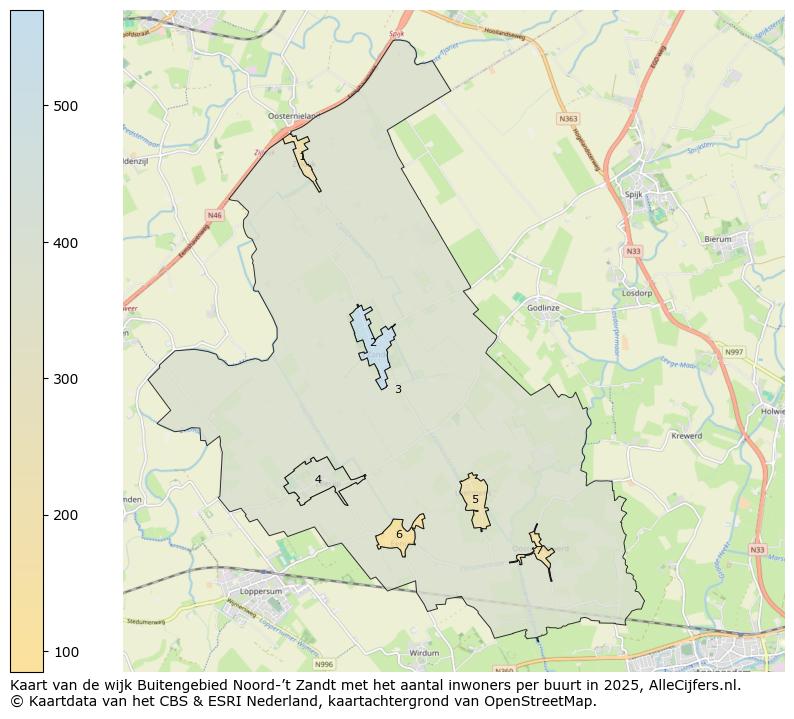 Afbeelding van de wijk Buitengebied Noord-’t Zandt op de kaart.