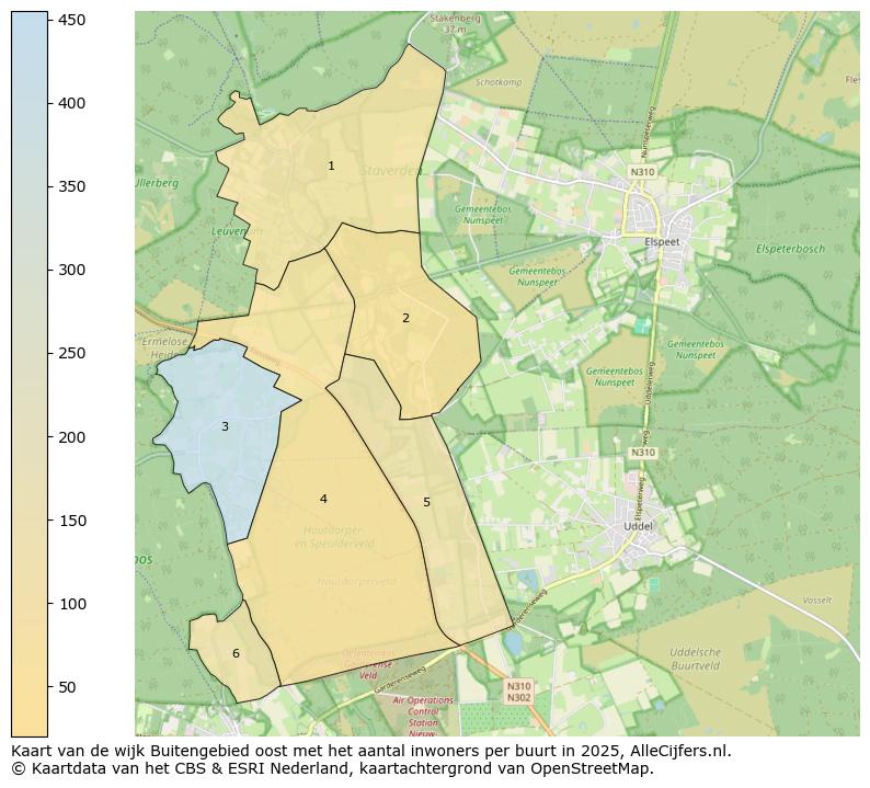 Afbeelding van de wijk Buitengebied oost op de kaart.