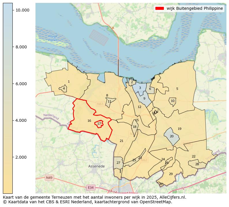 Afbeelding van de wijk Buitengebied Philippine op de kaart.
