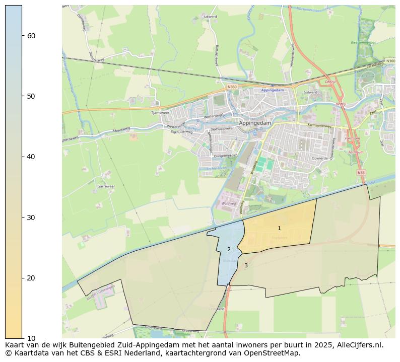 Afbeelding van de wijk Buitengebied Zuid-Appingedam op de kaart.