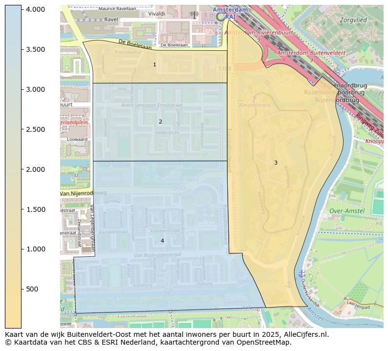 Afbeelding van de wijk Buitenveldert-Oost op de kaart.