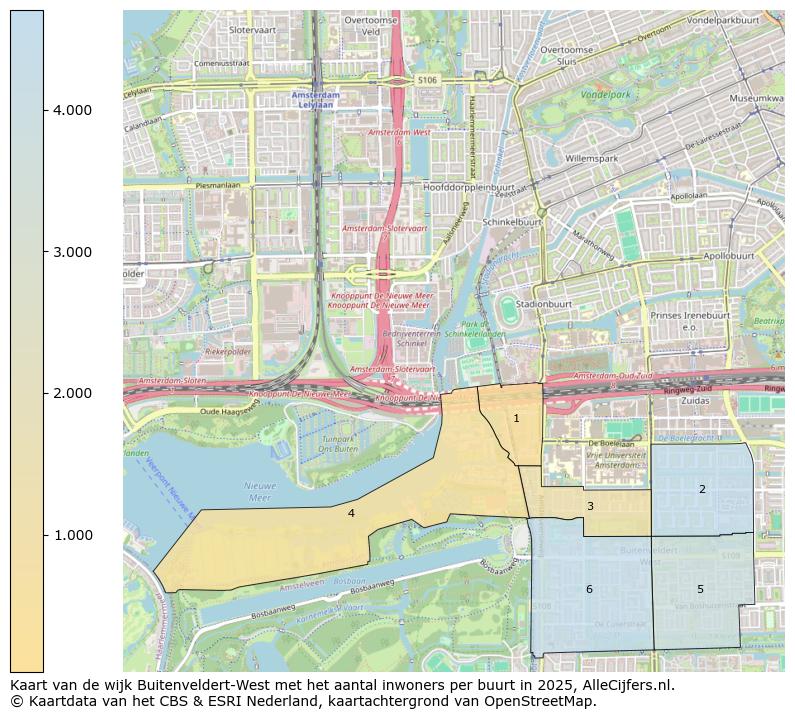 Afbeelding van de wijk Buitenveldert-West op de kaart.