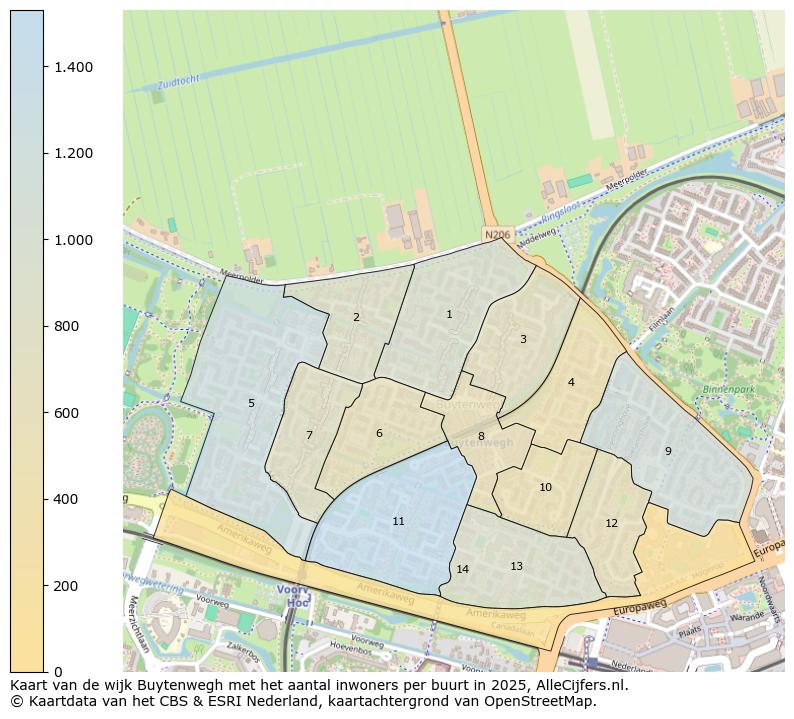 Afbeelding van de wijk Buytenwegh op de kaart.