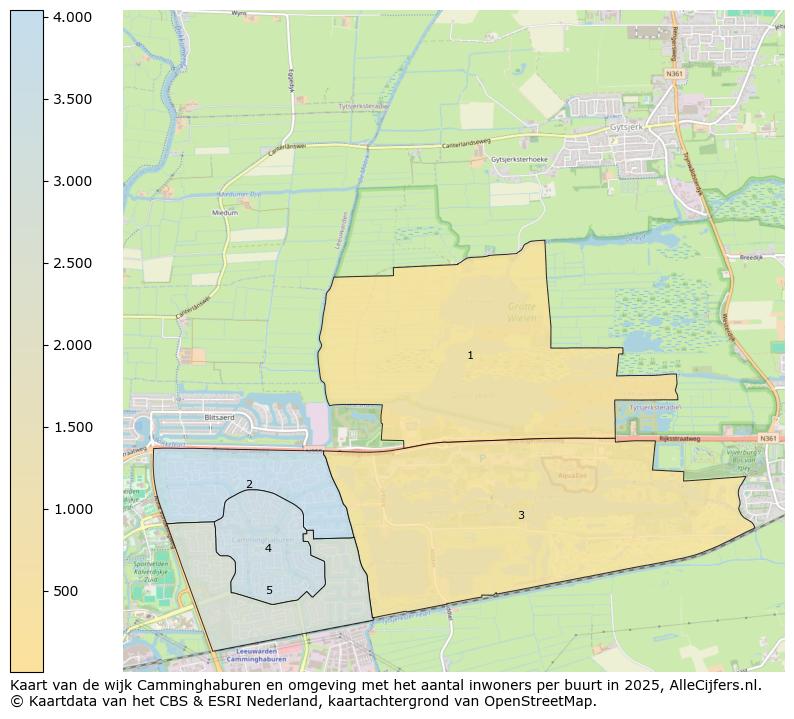 Afbeelding van de wijk Camminghaburen en omgeving op de kaart.