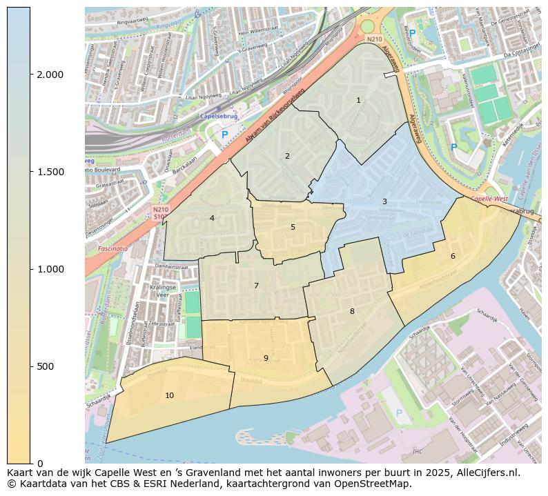 Afbeelding van de wijk Capelle West en ’s Gravenland op de kaart.