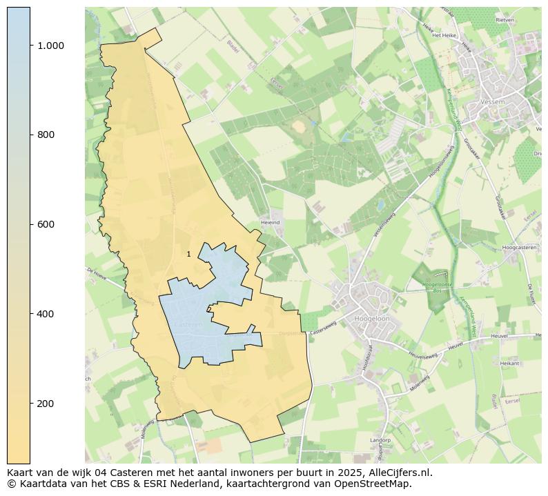Afbeelding van de wijk Casteren op de kaart.