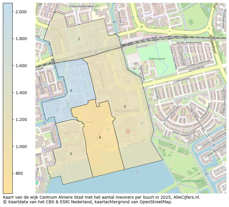 Afbeelding van de wijk Centrum Almere Stad op de kaart.