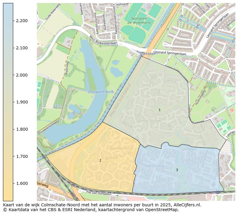 Afbeelding van de wijk Colmschate-Noord op de kaart.