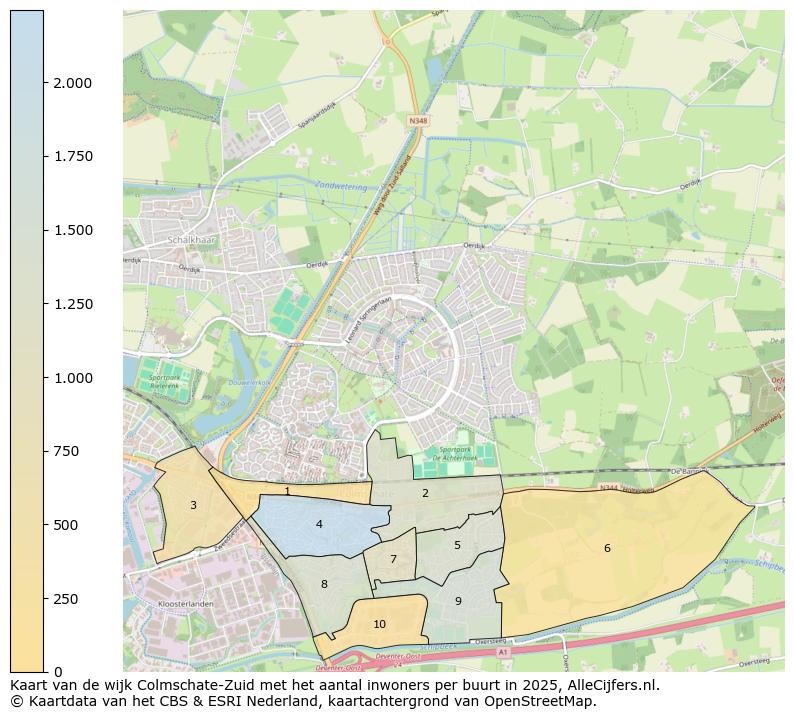 Afbeelding van de wijk Colmschate-Zuid op de kaart.