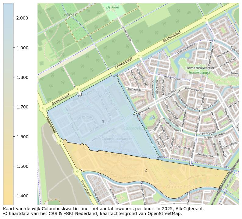Afbeelding van de wijk Columbuskwartier op de kaart.
