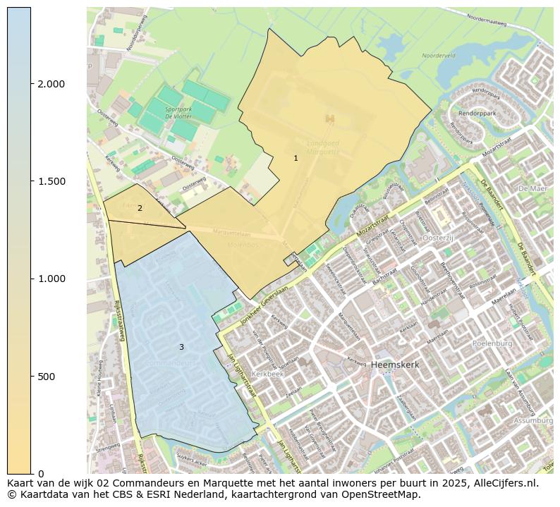 Afbeelding van de wijk Commandeurs en Marquette op de kaart.