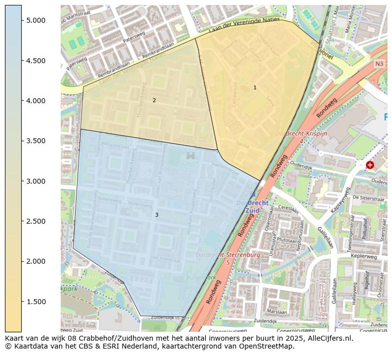 Afbeelding van de wijk Crabbehof/Zuidhoven op de kaart.