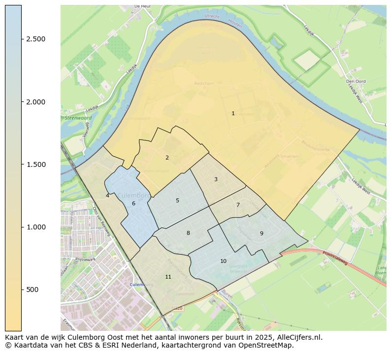 Afbeelding van de wijk Culemborg Oost op de kaart.