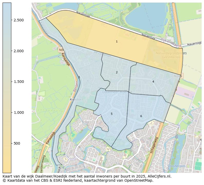 Afbeelding van de wijk Daalmeer/Koedijk op de kaart.