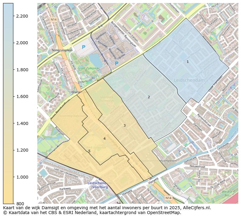 Afbeelding van de wijk Damsigt en omgeving op de kaart.