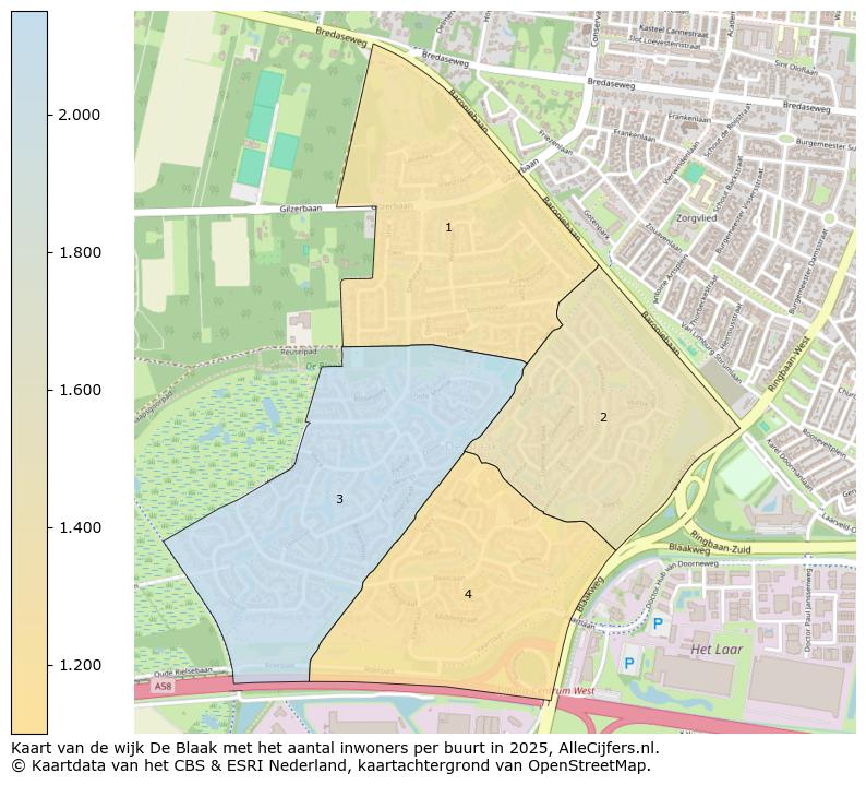 Afbeelding van de wijk De Blaak op de kaart.