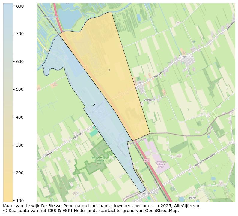 Afbeelding van de wijk De Blesse-Peperga op de kaart.