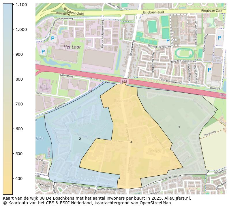 Afbeelding van de wijk De Boschkens op de kaart.