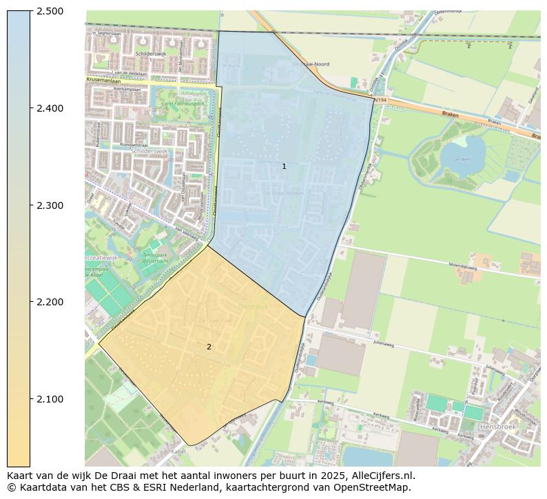 Afbeelding van de wijk De Draai op de kaart.