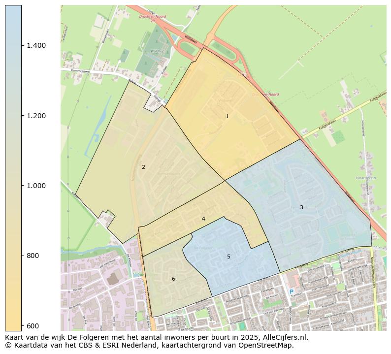 Afbeelding van de wijk De Folgeren op de kaart.