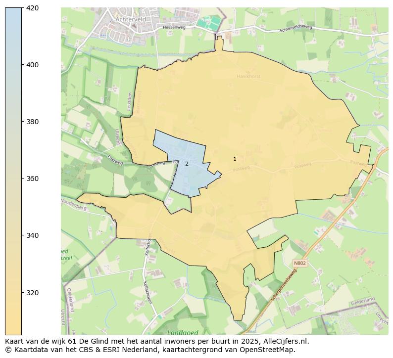 Afbeelding van de wijk De Glind op de kaart.