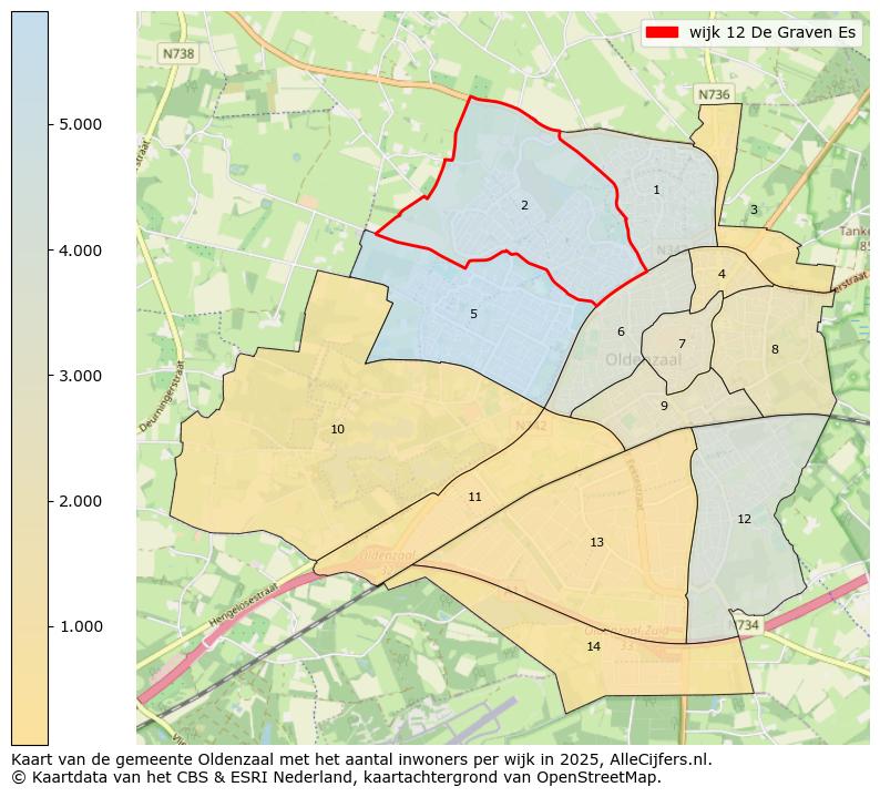 Afbeelding van de wijk De Graven Es op de kaart.