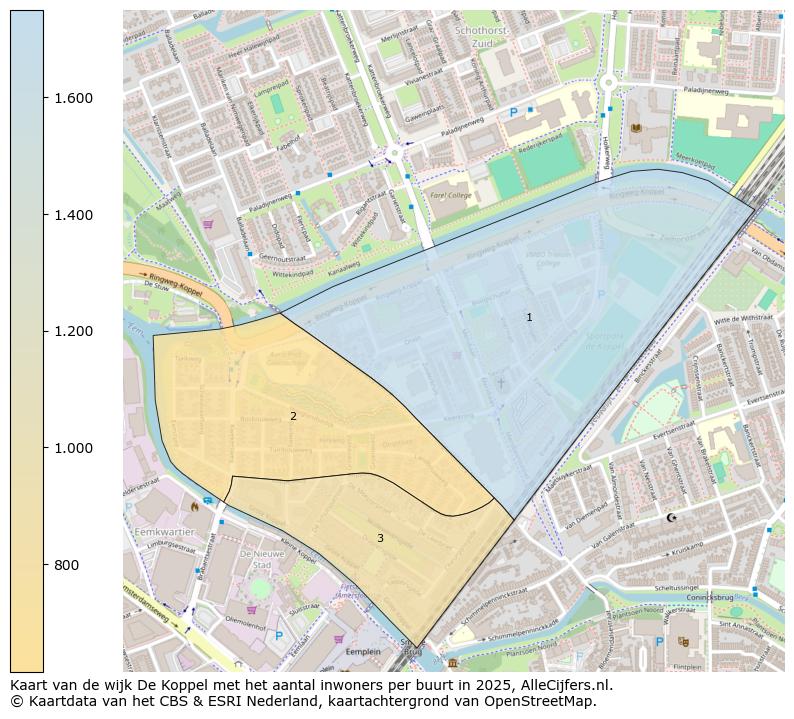 Afbeelding van de wijk De Koppel op de kaart.