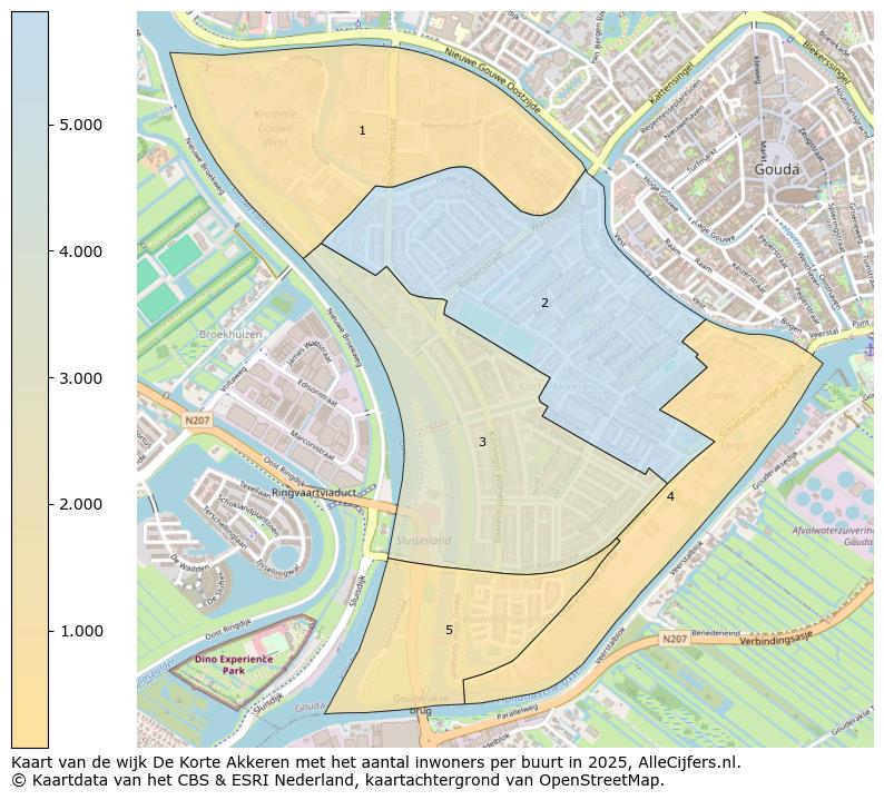 Afbeelding van de wijk De Korte Akkeren op de kaart.
